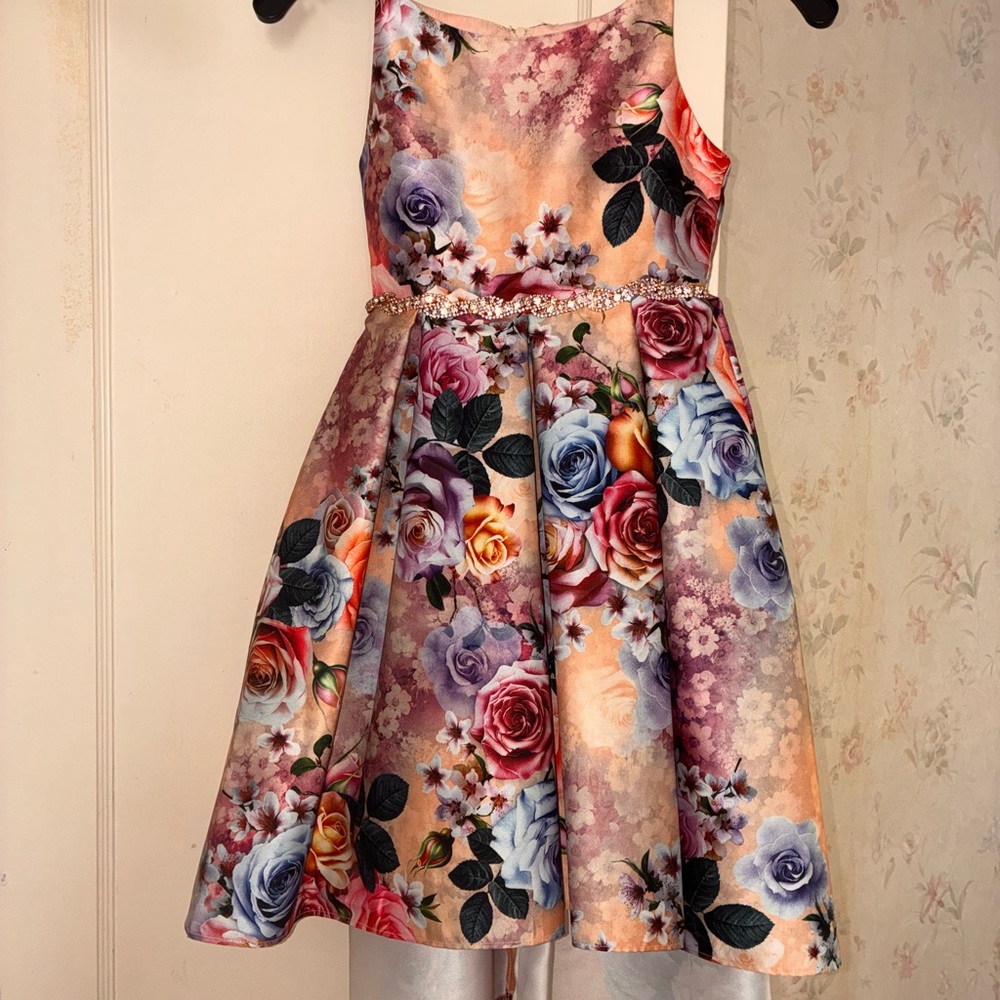 Floral Kids Dress with Beaded Waist